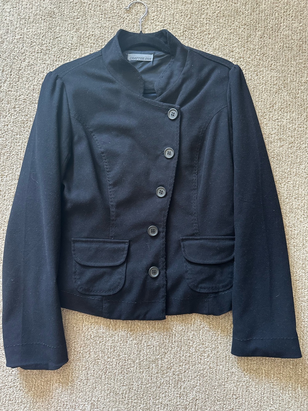Trendy Dark Academia Chapter One Black Cropped Military Style Band Blazer 12